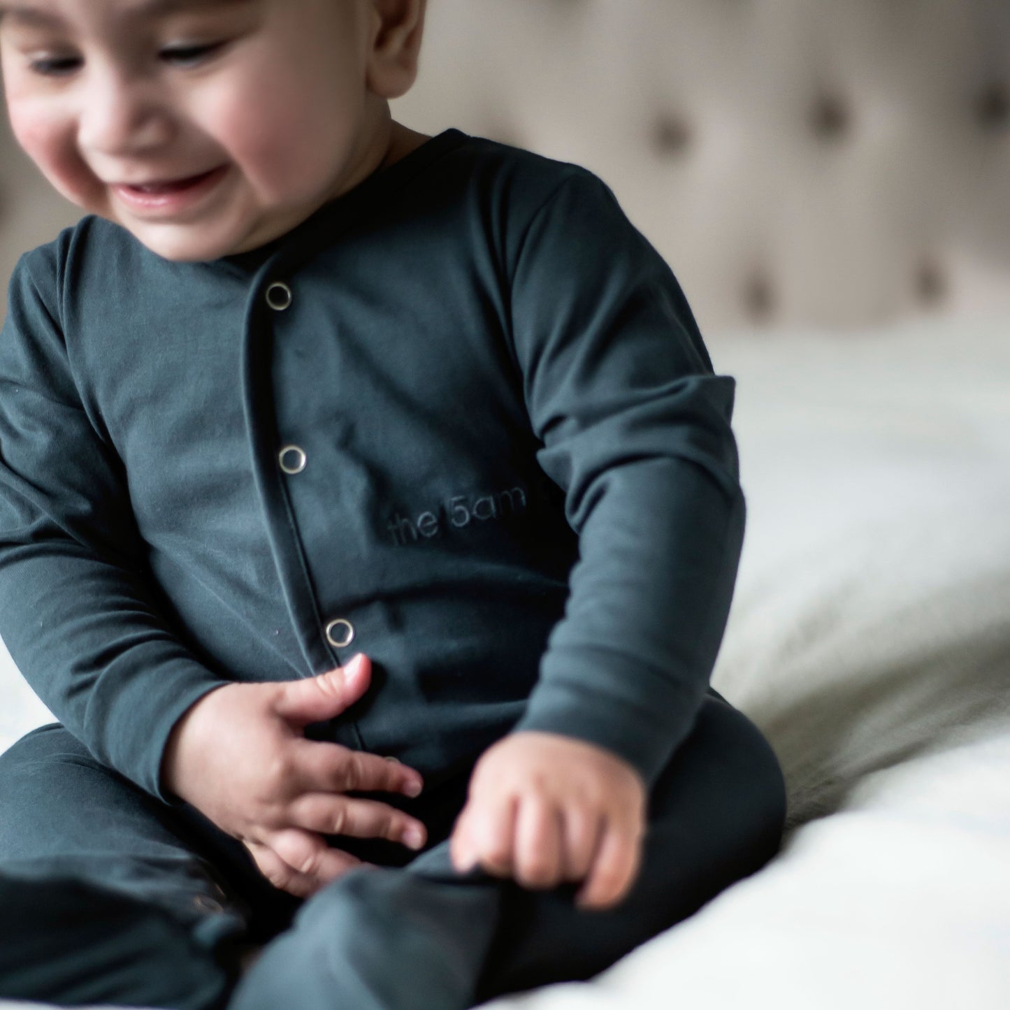 charcoal babygrow from the 5am mama