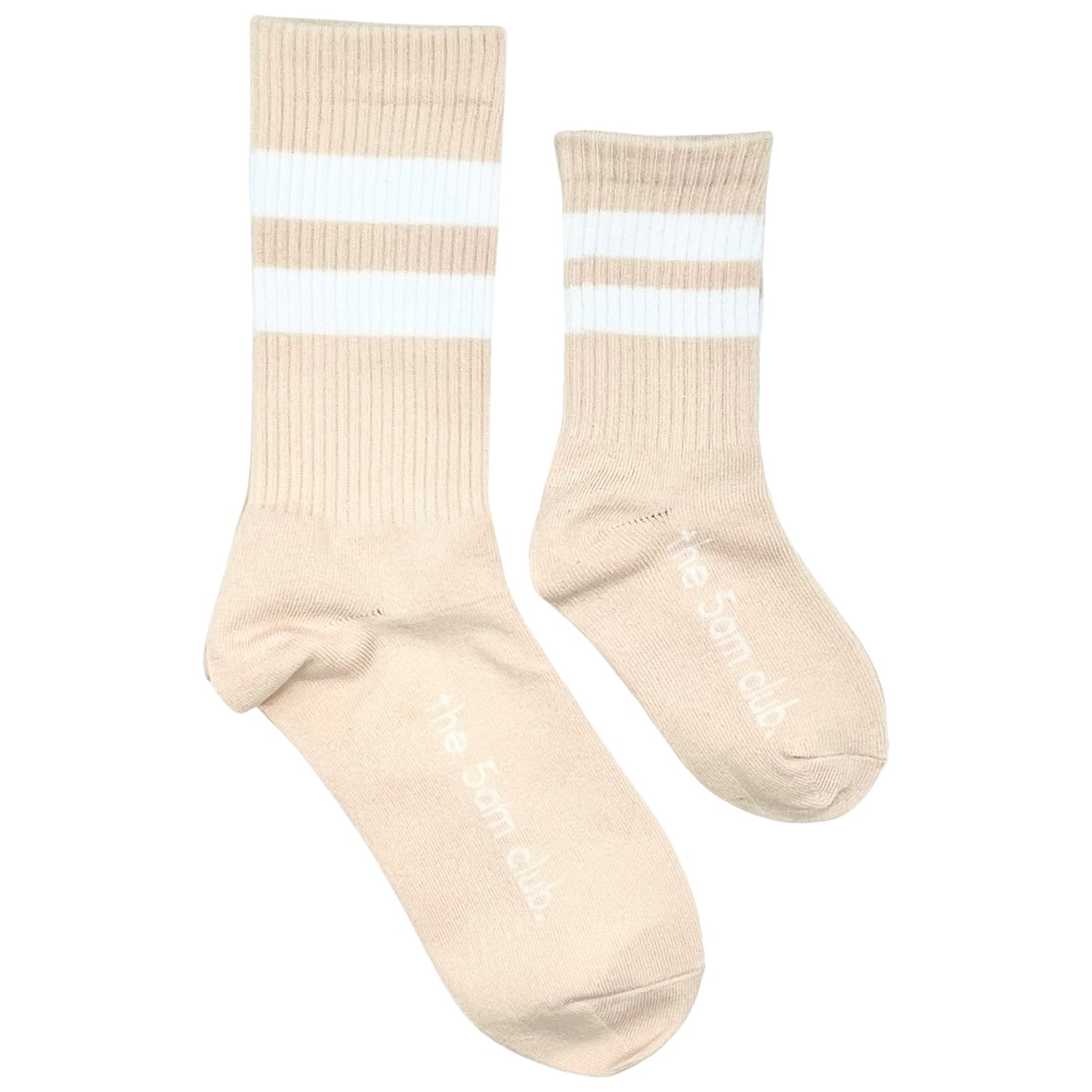 the 5am club kids crew socks caramel with white stripe