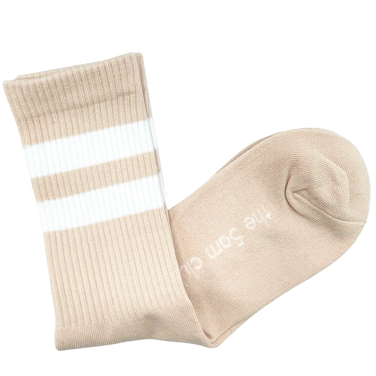 the 5am club crew socks caramel with white stripe