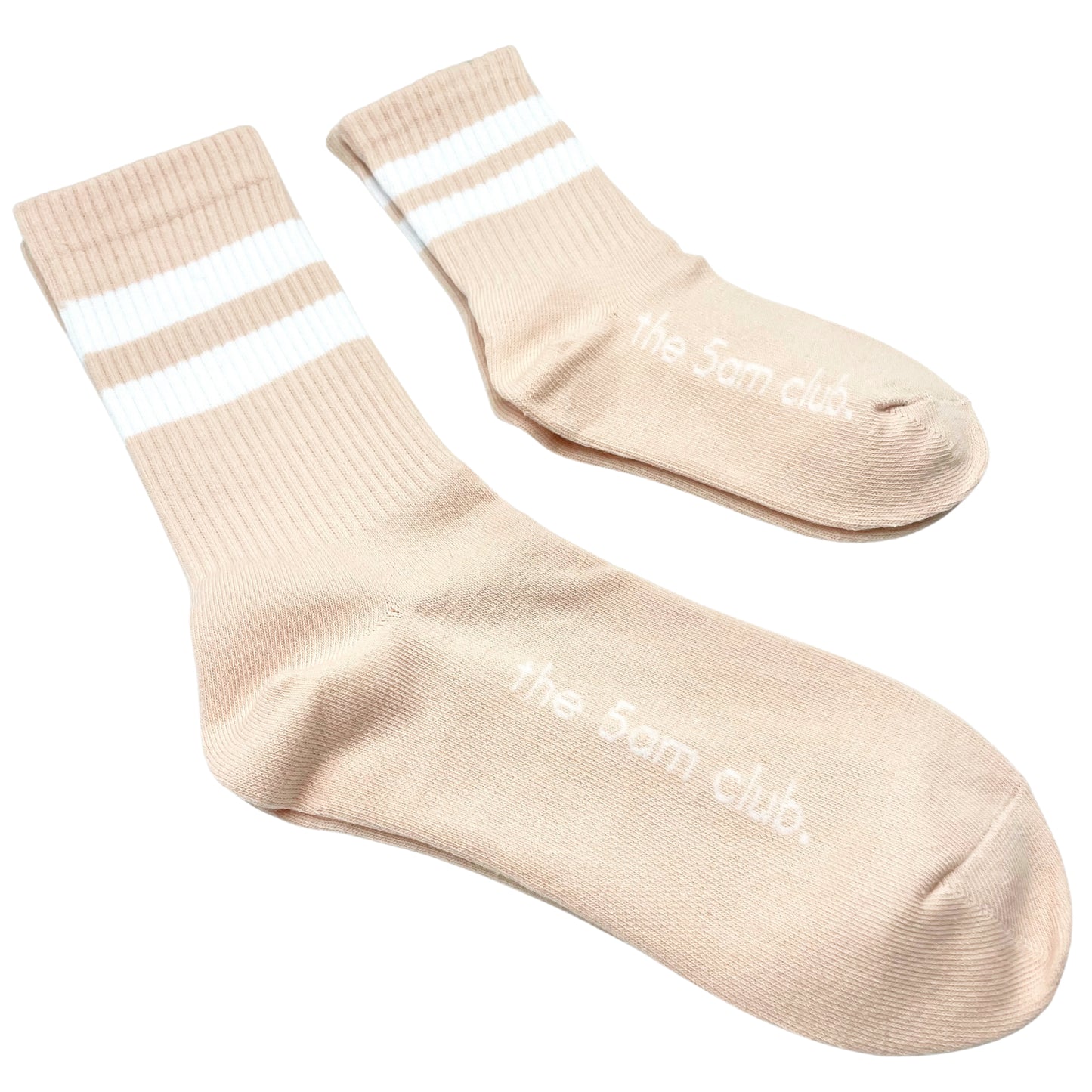 the 5am club crew socks caramel with white stripe