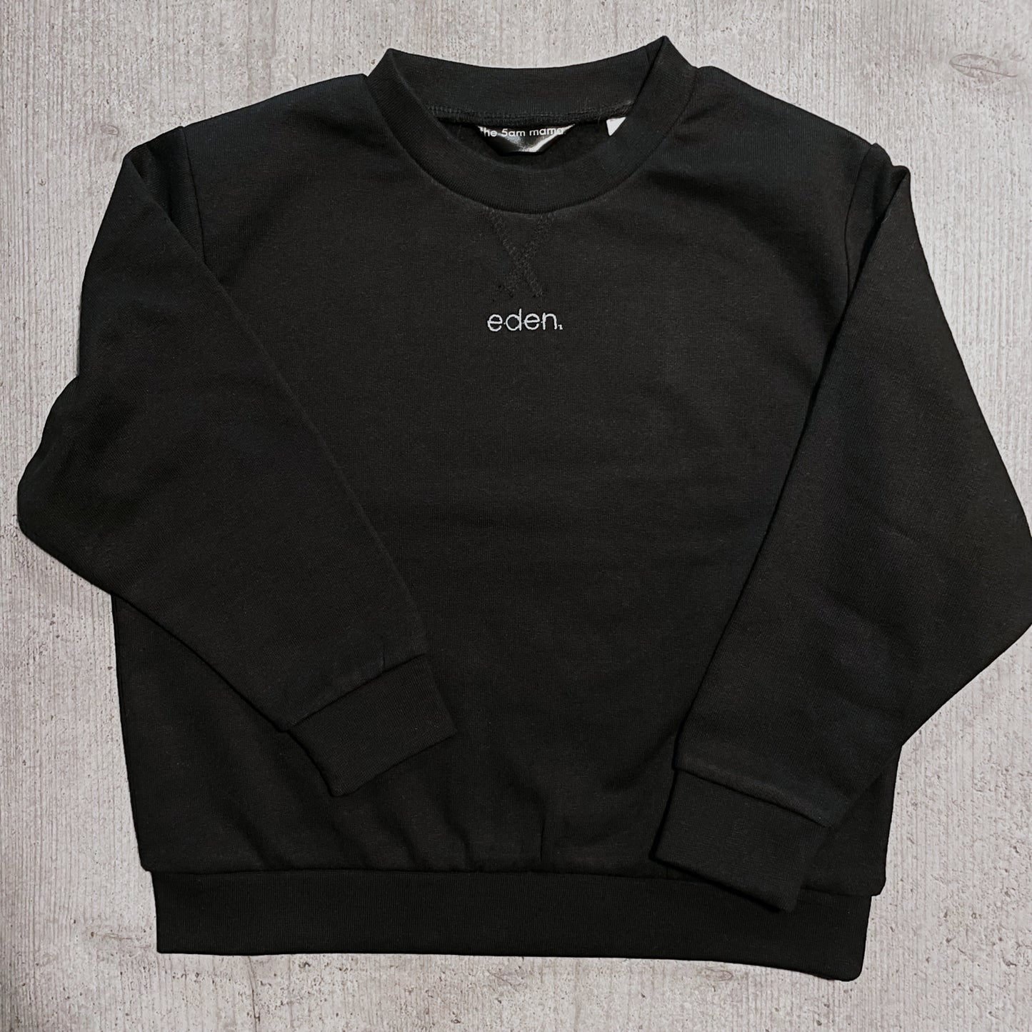 personalised kids black sweatshirt by the 5am mama