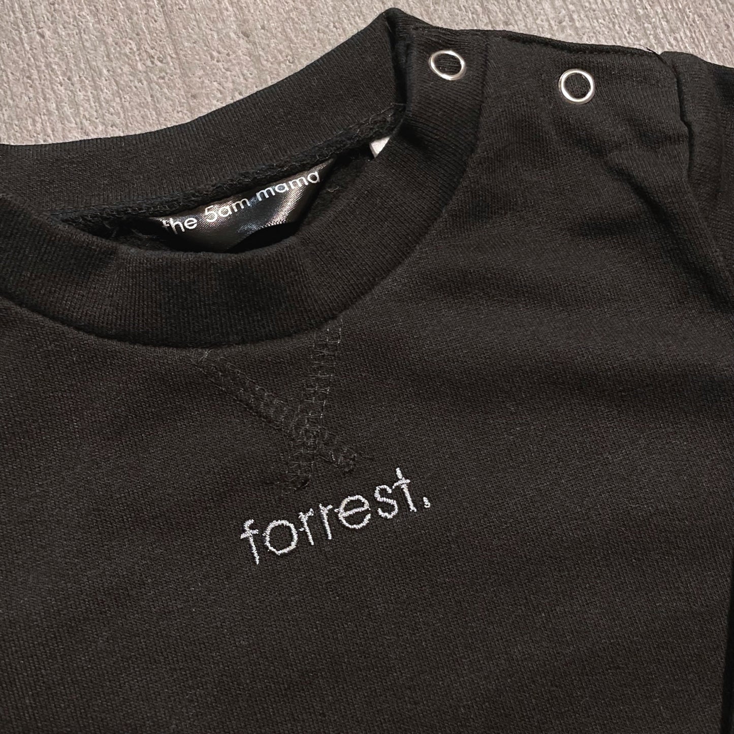 personalised kids black sweatshirt by the 5am mama