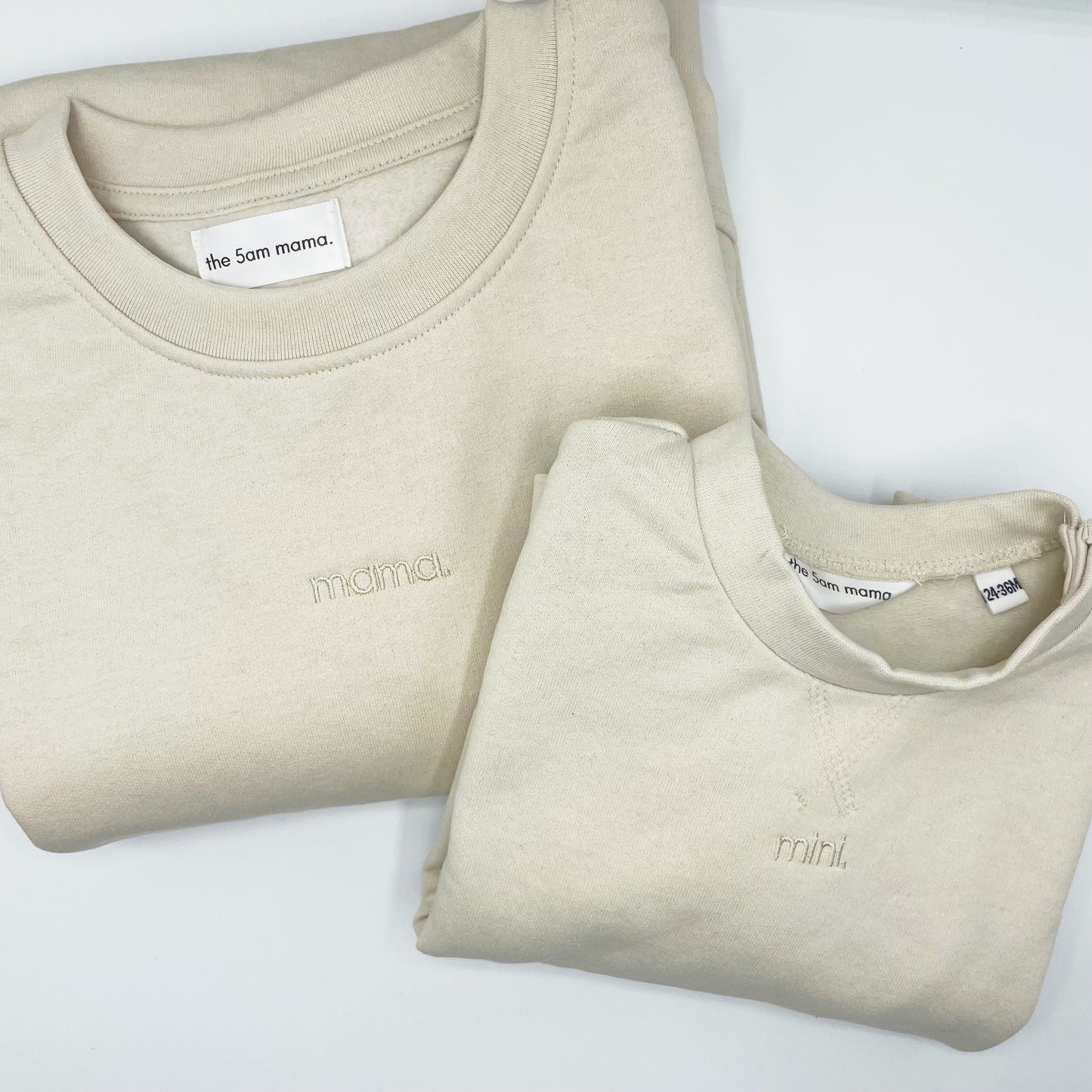 mama and mini oat sweatshirts by the 5am mama