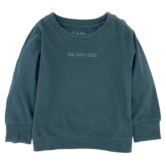 Charcoal long sleeve kids pyjama top with the 5am club logo