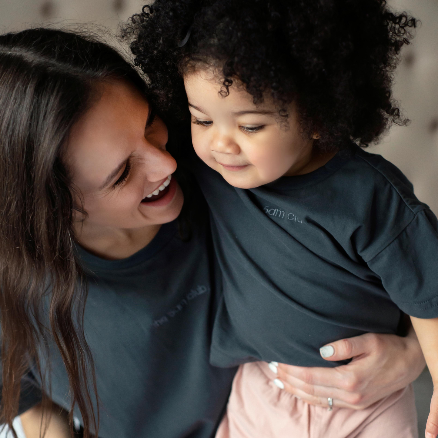 charcoal kids t-shirt with the 5am club logo on the chest
