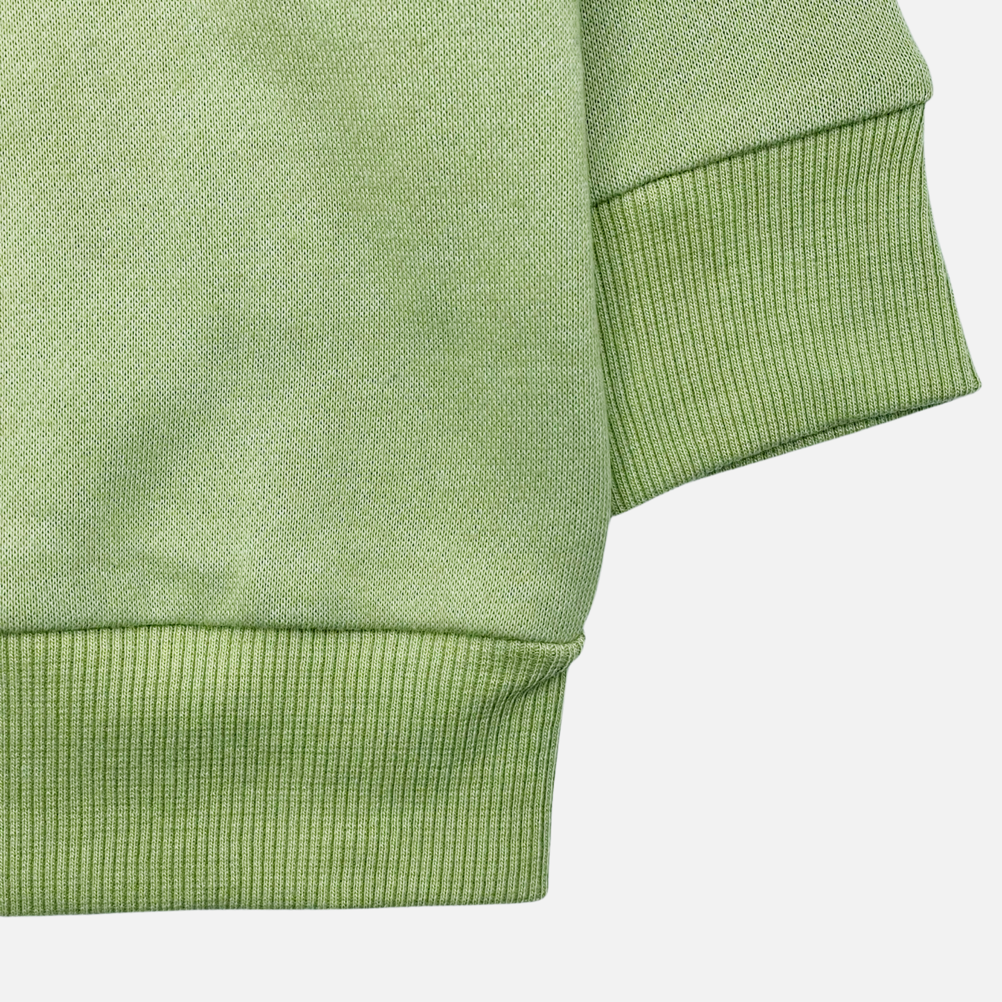 sage green kids sweatshirt with the 5am club logo on the chest
