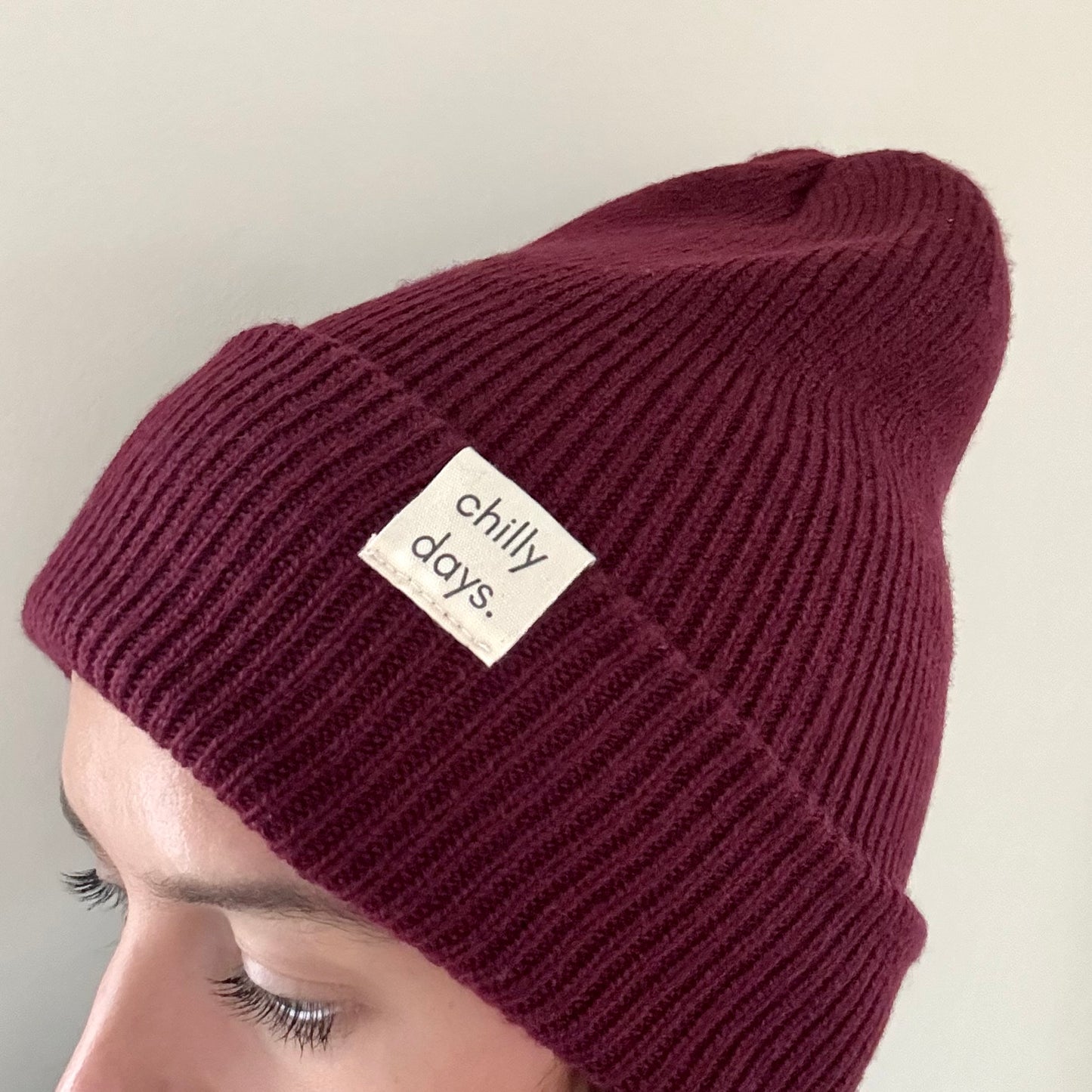 chilly days beanie hat for PANDAS foundation | burgundy