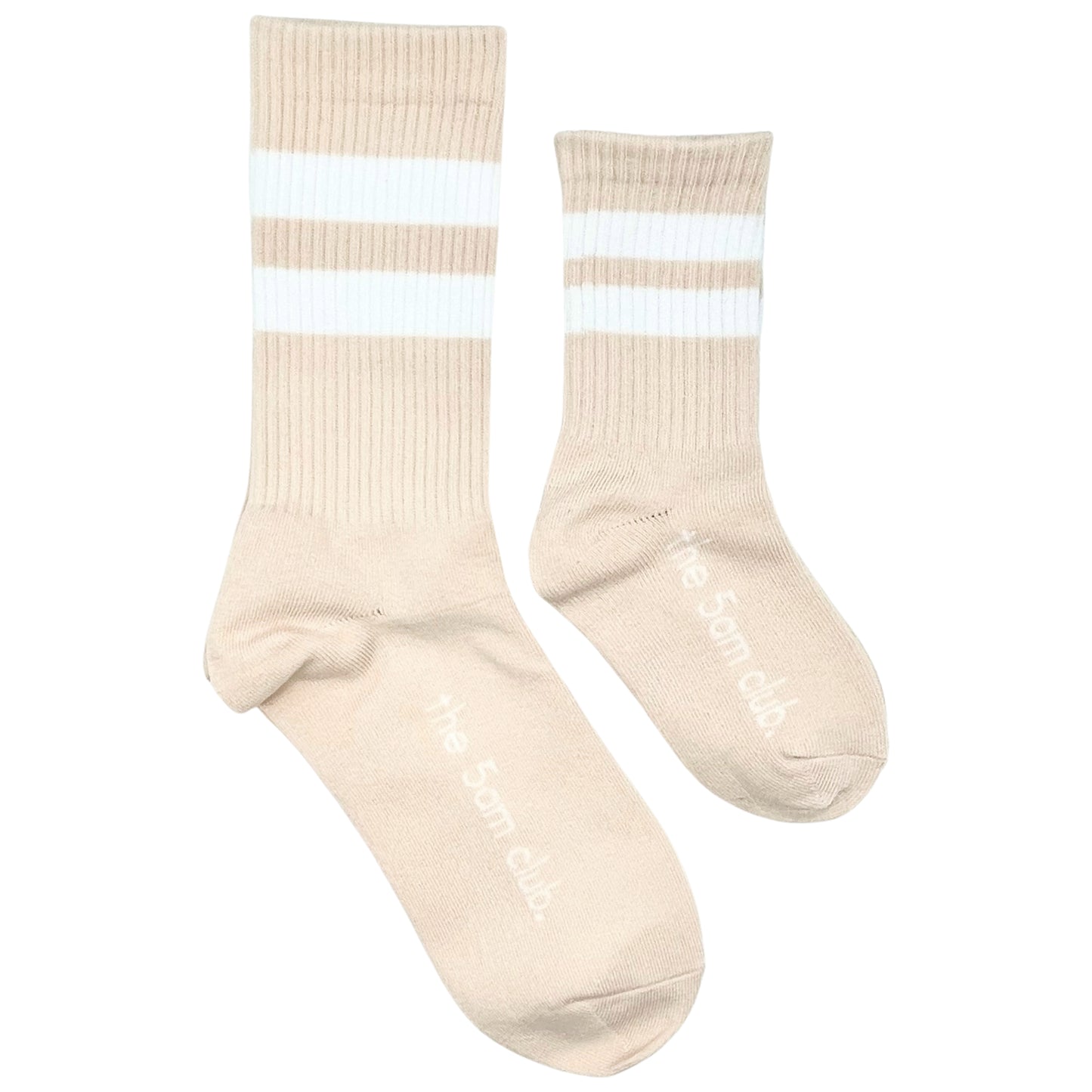 the 5am club crew socks caramel with white stripe