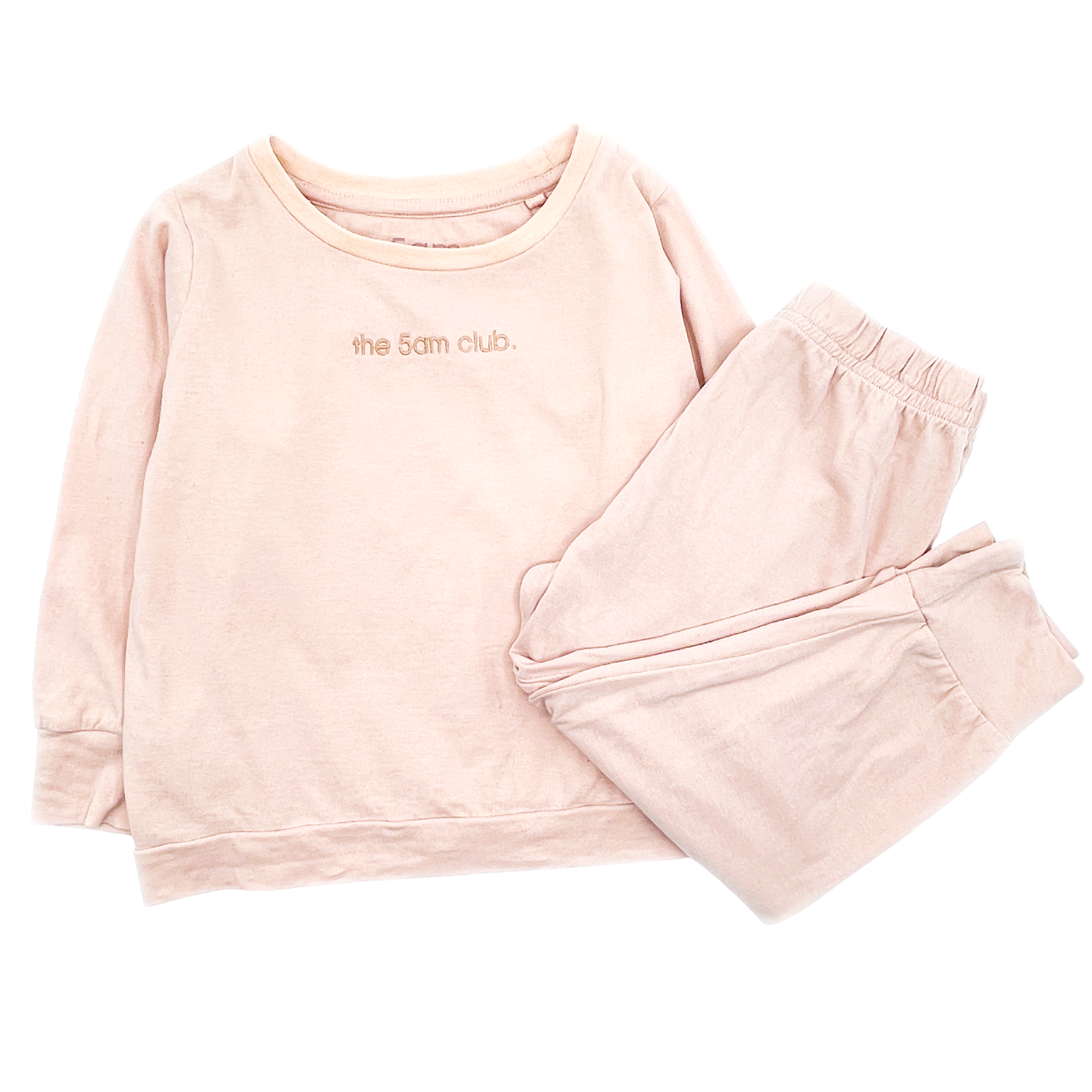 blush pink long sleeve top from the 5am mama. The 5am club logo on the chest