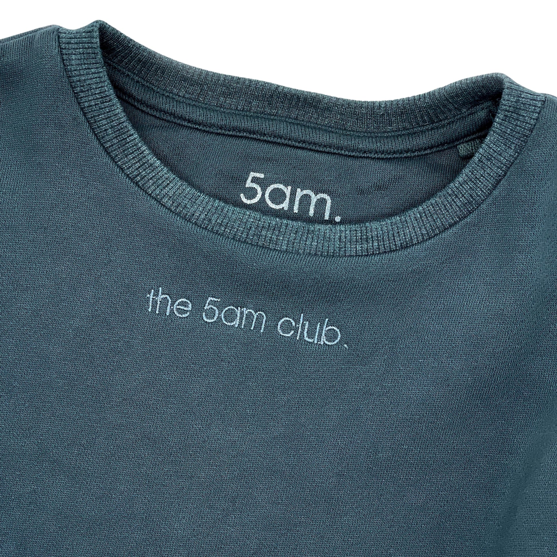 charcoal kids sweatshirt with 5am club logo
