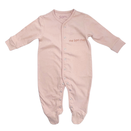blush pink babygrow from the 5am mama